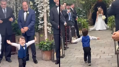 വധുവായി അണിഞ്ഞൊരുങ്ങി അമ്മ, ആഹ്ളാദം കൊണ്ട് തുള്ളിച്ചാടി മകൻ, കണ്ണ് നിറഞ്ഞ് വരൻ, വീഡിയോ വൈറൽ