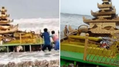 கடலில் மிதந்து வந்த தேரால் பரபரப்பு..! அதிர்ச்சியில் கடலோர கிராம மக்கள்...ஆராய்ச்சியில் அதிகாரிகள்