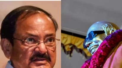 முன்னாள் முதல்வர் கருணாநிதி சிலையை திறந்து வைக்கிறார் குடியரசு துணைத் தலைவர் வெங்கையா நாயுடு..