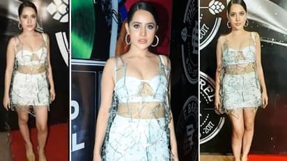Inside pictures of Urfi Javed's party; actress donned 20kg glass dress