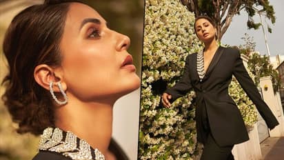 Hina Khan looks chic in black pantsuit at Cannes 2022; goes shirtless