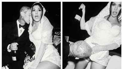 Kourtney Kardashian, Travis Barker share NEW hot and cheeky wedding photos