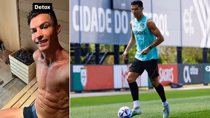 Too hot to handle! Ronaldo shows off six-pack abs in sauna ahead of Nations League