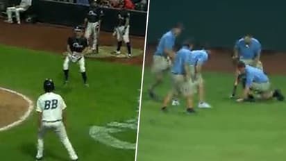 Giant squirrel interrupts minor league baseball game; watch