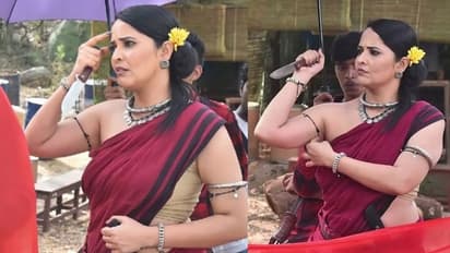 అడవి 'చుక్క' .. కొప్పున పూలెట్టి, చేతిలో కత్తి పట్టిన అనసూయ నాటు అందాలు చూసి తట్టుకోతరమా.. లీకైన ఫోటోలు వైరల్