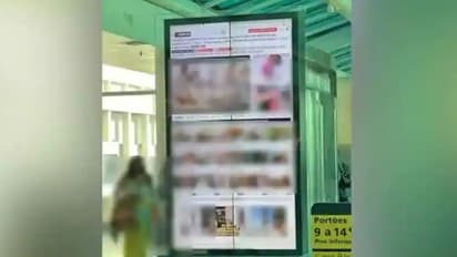 വിമാനത്താവളത്തിലെ ഡിസ്പ്ലേ ബോര്ഡില് പോണ് ദൃശ്യങ്ങള്!