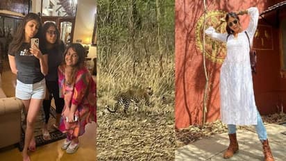 மரத்தில் சிறுத்தை..எதிரில் மாளவிகா மோகன்...திக் திக் வீடியோ உள்ளே!.