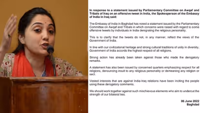 പ്രവാചക നിന്ദ : അപലപിച്ച് ഇറാഖും, ബിജെപി നേതാക്കളുടെ പ്രസ്താവന ഇന്ത്യയുടെ നിലപാടല്ലെന്ന് ഇറാഖിലെ ഇന്ത്യൻ എംബസി