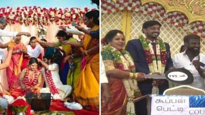 திருமணத்தில் கலந்து கொண்டால் பைக் பரிசு..! விருந்தினருக்கு இலவசமாக பைக் வழங்கி அசத்திய மணமக்கள்