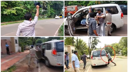 കരിങ്കൊടിയുമായെത്തിയ കെഎസ്‍യു പ്രവർത്തകനെ പൊലീസ് വാഹനത്തിൽ വച്ച് തല്ലി സിപിഎമ്മുകാർ