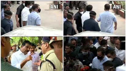 പൊലീസ് വിലക്ക് ലംഘിച്ച് തെരുവിലൂടെ നടന്ന് രാഹുൽ ഇഡി ഓഫീസിലേക്ക്, തടഞ്ഞ് പൊലീസ്, നാടകീയം