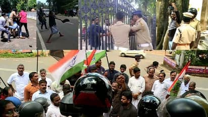 കലുഷിതം കേരളം: പ്രതിഷേധം, അക്രമം സംഘർഷം; കന്റോൺമെന്റ് ഹൗസിൽ ചാടിക്കടന്ന് ഡിവൈഎഫ്ഐ