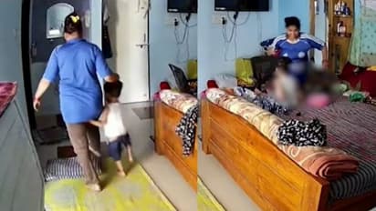 కేర్ టేకర్ పైశాచికత్వం.. రెండేళ్ల చిన్నారికి చిత్రహింసలు.. వీడియో వైరల్...