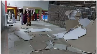 പത്തനാപുരത്ത് ആയുർവേദാശുപത്രി സീലിങ്ങുകള്‍ തകര്‍ന്നു വീണു;  മന്ത്രി കെട്ടിടം ഉദ്ഘാടനം ചെയ്തിട്ട് രണ്ട് മാസം