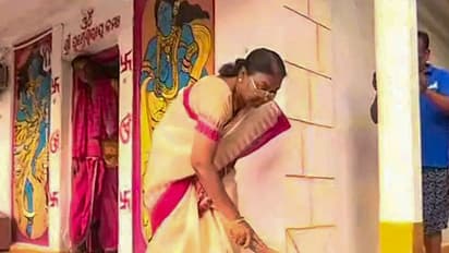 Day after presidential nomination, Draupadi Murmu sticks to morning routine, cleans temple floor