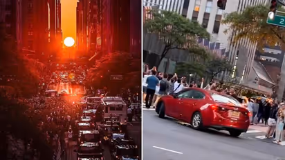Watch: When New York came to a halt for capturing a beautiful sunset