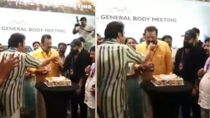 'അമ്മ'യിൽ സുരേഷ് ഗോപിക്ക് പിറന്നാൾ ആഘോഷം; സന്തോഷം പങ്കിട്ട് മമ്മൂട്ടിയും മോഹൻലാലും