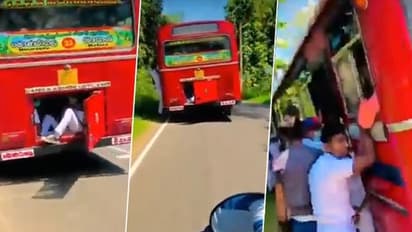 Watch: Amidst fuel shortage in Sri Lanka, people hang from loaded bus
