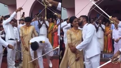 Watch: Navy officer made to do push-ups at his wedding