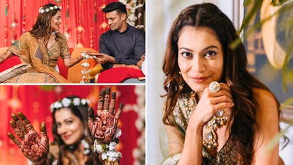 Payal Rohatgi-Sangram Singh wedding: Bride dazzles in green Banarasi lehenga for Mehendi