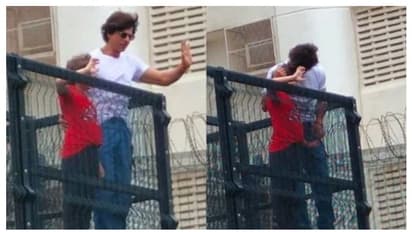 মান্নতের লোহার বারান্দায় দাঁড়িয়ে ছোট ছেলেকে সঙ্গে নিয়ে  ইদের শুভেচ্ছা শাহরুখ খানের 