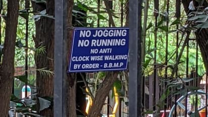Bengaluru park sign board urges citizens not to 'run, jog or walk anti-clockwise'; post goes viral
