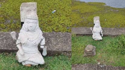 ക്ഷേത്രങ്ങളിലെ പൊട്ടിയ വിഗ്രഹങ്ങളും ബലിക്കല്ലും ഉപേക്ഷിച്ച നിലയിൽ