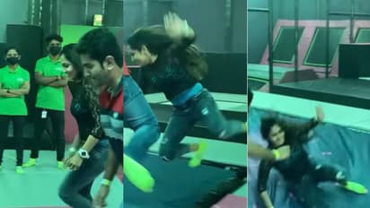 'കുസൃതി ഓവർലോഡഡ്', ട്രാംപോളിൻ പാർക്കിൽ 'അലീനയും അമ്പാടിയും'