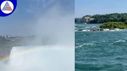 ನಯಾಗರದ ಜಲಧಾರೆಗೆ ಬಣ್ಣಗಳ ಚಿತ್ತಾರ ಮೂಡಿಸಿದ ಕಾಮನಬಿಲ್ಲು: viral video