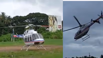 പാലക്കാട് സ്റ്റേഡിയം  ഗ്രൗണ്ടിൽ അവിചാരിതമായി ഹെലികോപ്റ്റർ ഇറങ്ങി, പരിഭ്രാന്തി 