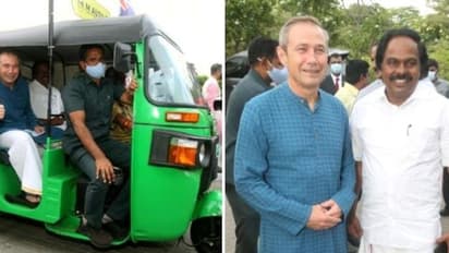 எலக்ட்ரிக் ஆட்டோவில் திடீரென பயணம் செய்த ஆஸ்திரேலியா, தமிழக அமைச்சர்கள்...என்ன காரணம் தெரியும்..?