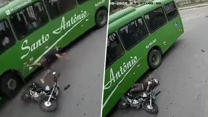 Biker escapes death: Traffic cop shared the terrifying video with a message