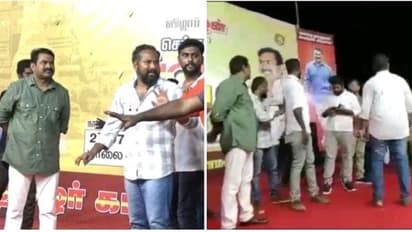 சீமான் பேச்சுக்கு எதிர்ப்பு...! வேன், கார் மீது தாக்குதல்.. பாதியிலேயே கூட்டத்தை முடித்த நாம் தமிழர்கள்