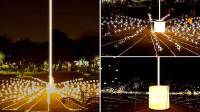 'Do take part...': PM Modi shares photos of sky beam light 'Digital Jyot' for tribute to freedom fighters