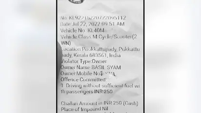 Kerala man shocked after being challaned for ‘driving without sufficient fuel’; photo goes viral