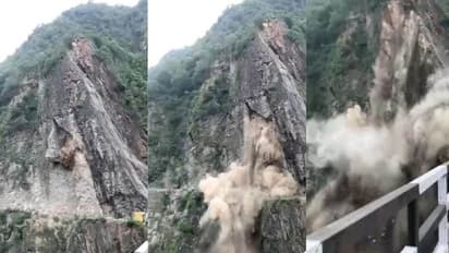 चंबा में अचानक टूटकर गिरने लगा पहाड़, देखिए लैंडस्लाइड का खतरनाक वीडियो