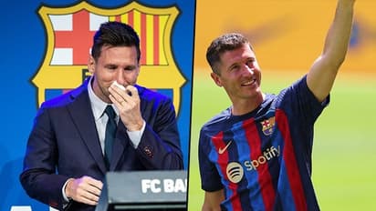 Mixed emotions grip Barcelona fans as Lewandowski presented exactly 1 year after Messi's departure