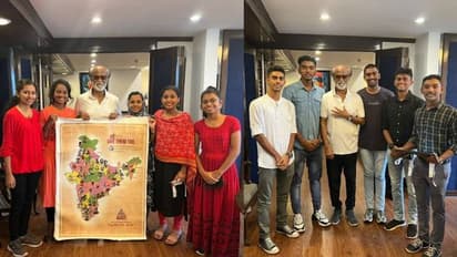 വജ്രജയന്തി യാത്രാ സംഘം ദില്ലിയിൽ രജനികാന്തിനൊപ്പം, പോരാളികളുടെ പോസ്റ്റർ പ്രകാശിപ്പിച്ച് താരം