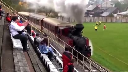 Watch: Steam train passing through football ground, leaves internet amazed