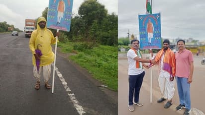 பிரதமர் மீது இவ்வளவு பக்தியா.. ஆந்திரா TO டெல்லிக்கு யாத்திரை.. 2000 கி.மீ நடந்தே செல்லும் மோடி பக்தர்.  