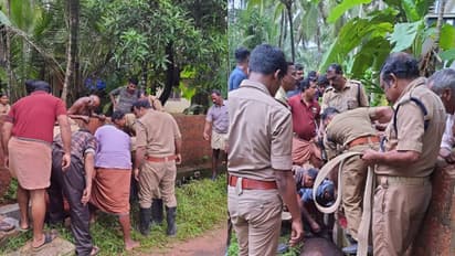 ഫയർഫോഴ്സിന് വിളി, 'ഓവുചാലിൽ കുടുങ്ങിയ ഗർഭിണിയെ രക്ഷിക്കണം', കോൺക്രീറ്റ് പൊളിച്ച് പശുവിനെ പുറത്തെടുത്തു