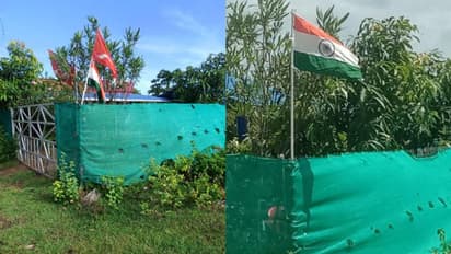 പാലക്കാട്ട്  സിപിഎം പതാകയ്ക്ക് താഴെ ദേശീയപതാക, ചിത്രം പ്രചരിച്ചു, തിരുത്ത്