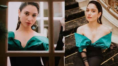 తమన్నా భుజాల నుండి జారిపోతున్న టాప్.. ఆ కొంటె చూపులకు కుర్రాళ్లు షేక్... వైరల్ గా న్యూ పిక్స్ 