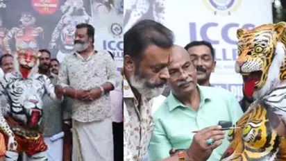 പുലിമിഴി വരച്ച് മാസായി 'പാപ്പൻ'; ആഘോഷങ്ങളുടെ തിരിച്ചുവരവെന്ന് സുരേഷ് ​ഗോപി