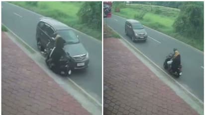 ചീറിപ്പാഞ്ഞെത്തി ഇന്നോവ ബൈക്ക് യാത്രികരെ ഇടിച്ചിട്ടു, യുവതി തെറിച്ച് മുകളിലേക്ക്; ഭര്ത്താവ് തല്ക്ഷണം മരിച്ചു