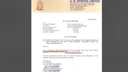 Company's filing says 'pleased to inform' promoter has died; netizens react