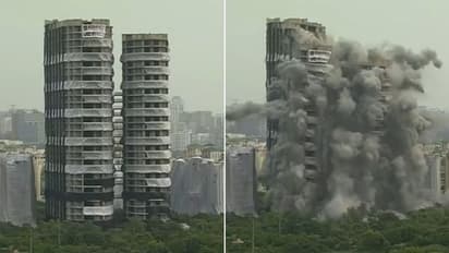 నోయిడా ట్విన్ టవర్స్ కూల్చివేత.. 10 సెకన్లలోనే నేలమట్టం.. వీడియో.. 