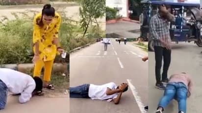 ವೋಟು ನೀಡುವಂತೆ ರಸ್ತೆಯಲ್ಲೇ ಕಾಲಿಗೆ ಬಿದ್ದು ವಿದ್ಯಾರ್ಥಿಗಳ ಹೈಡ್ರಾಮಾ: ವಿಡಿಯೋ ವೈರಲ್