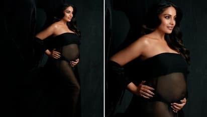 Bipasha Basu flaunts baby bump in see-through dress; hits back at troll