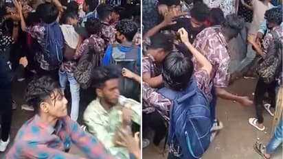 ഓണാഘോഷം കഴിഞ്ഞ് ആറ്റിങ്ങല് ബസ് സ്റ്റാന്ഡില് വിദ്യാര്ഥികളുടെ 'ഓണത്തല്ല്' -വീഡിയോ